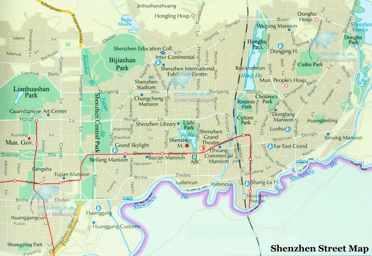 mapa de Shenzhen distritos