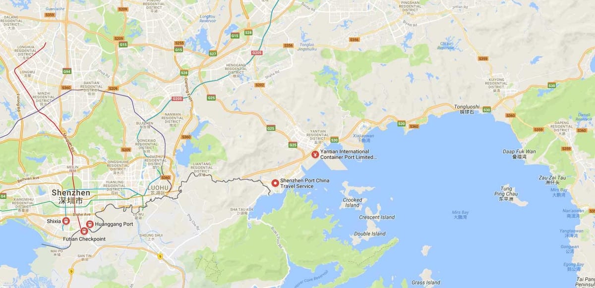 shekou mapa do porto