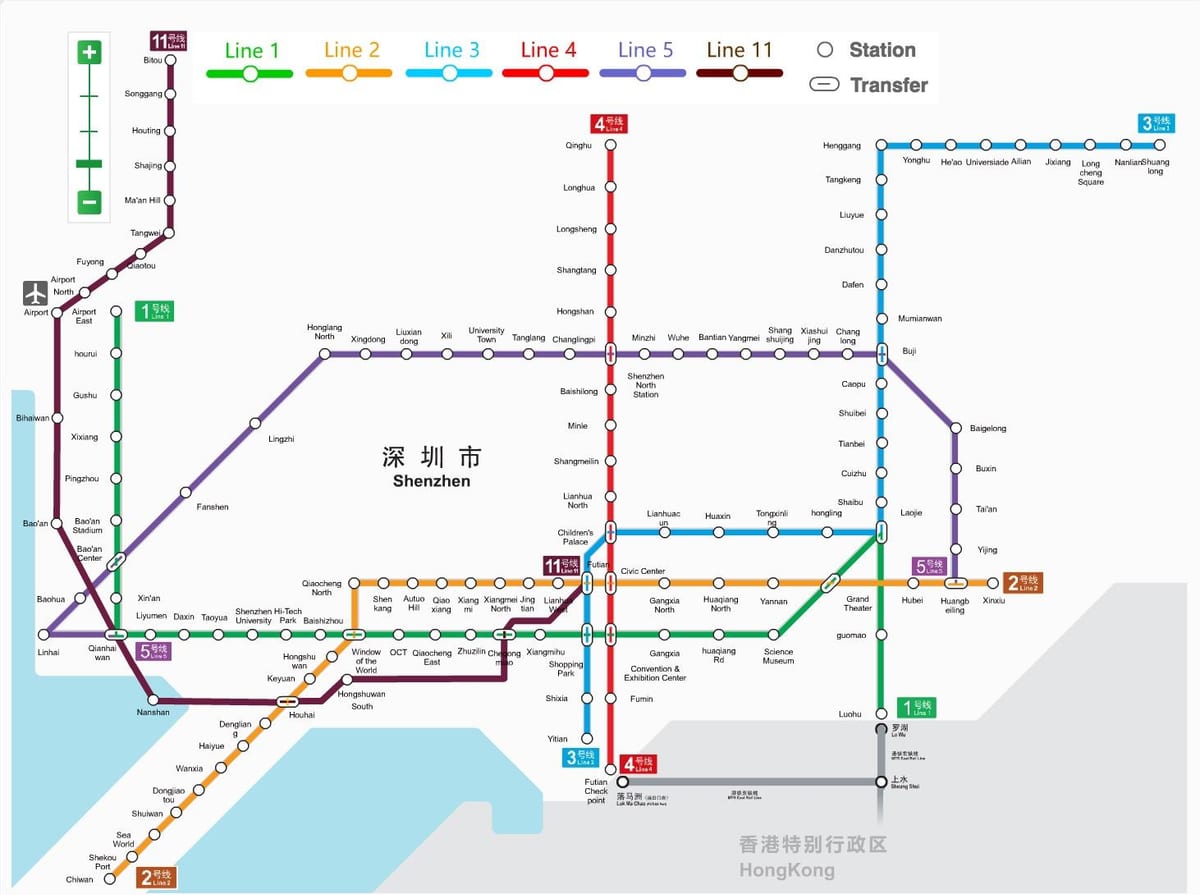 Shenzhen mapa do metrô de 2016