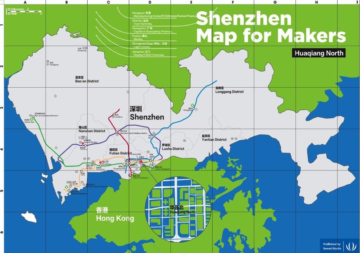 mapa de Shenzhen mapa para os tomadores de