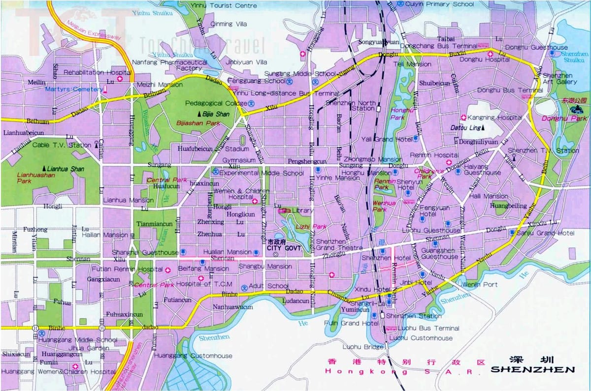 Shenzhen atracções turísticas mapa