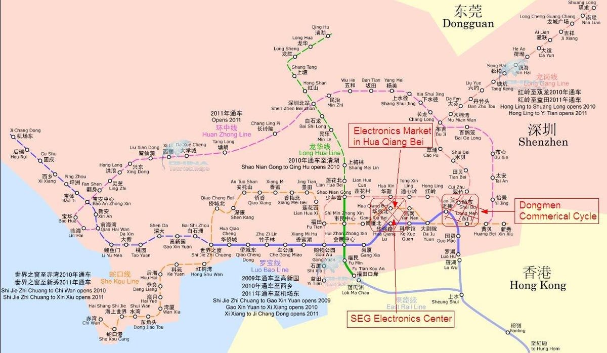 mapa de Shenzhen electronics mercado