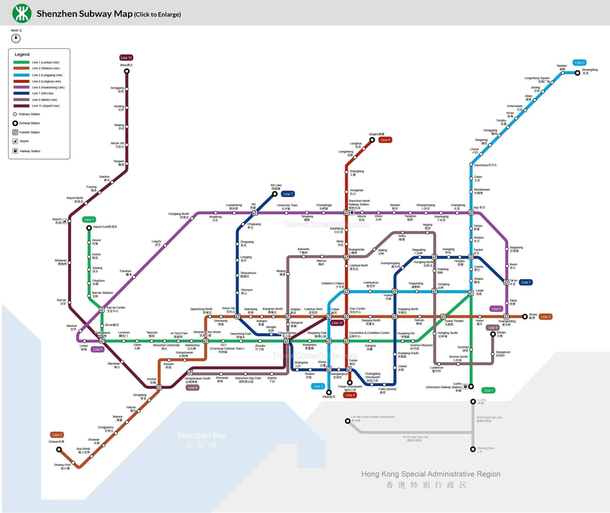 Shenzhen estação de trem mapa