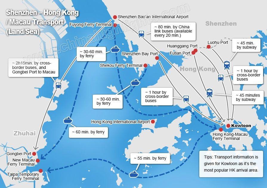 mapa de zhuhai terminal de ferry