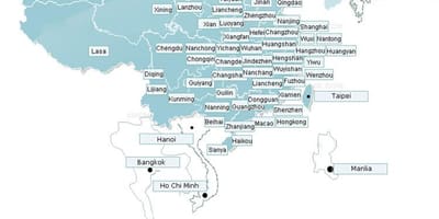 Mapa de Shenzhen airlines rota